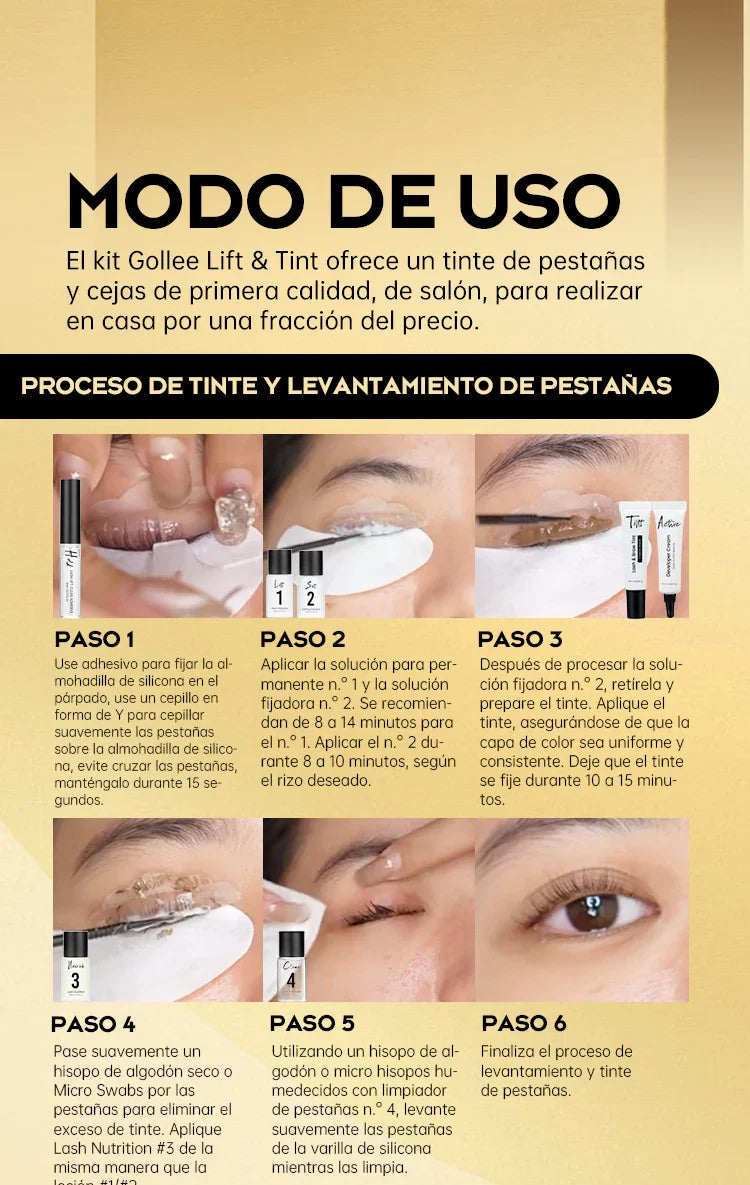 Gollee Semi permanent lash & brow tint natural black eyelash lifting & perming kit