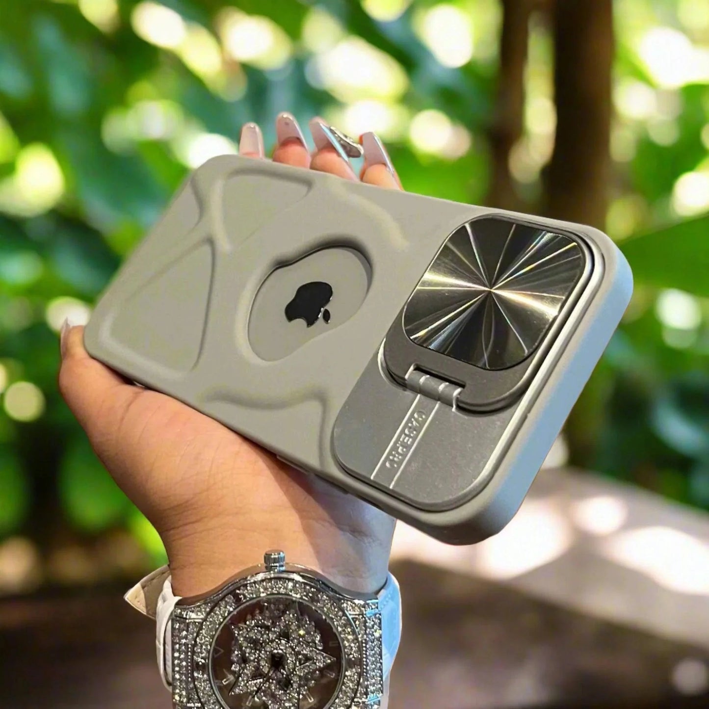 Fashion logo hole magnetic case for iphone lens protection covers