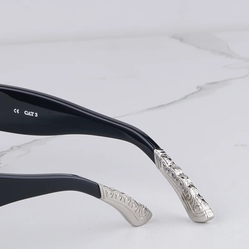 Getaway jet black thick acetatе high‑street shades luxury eyewear
