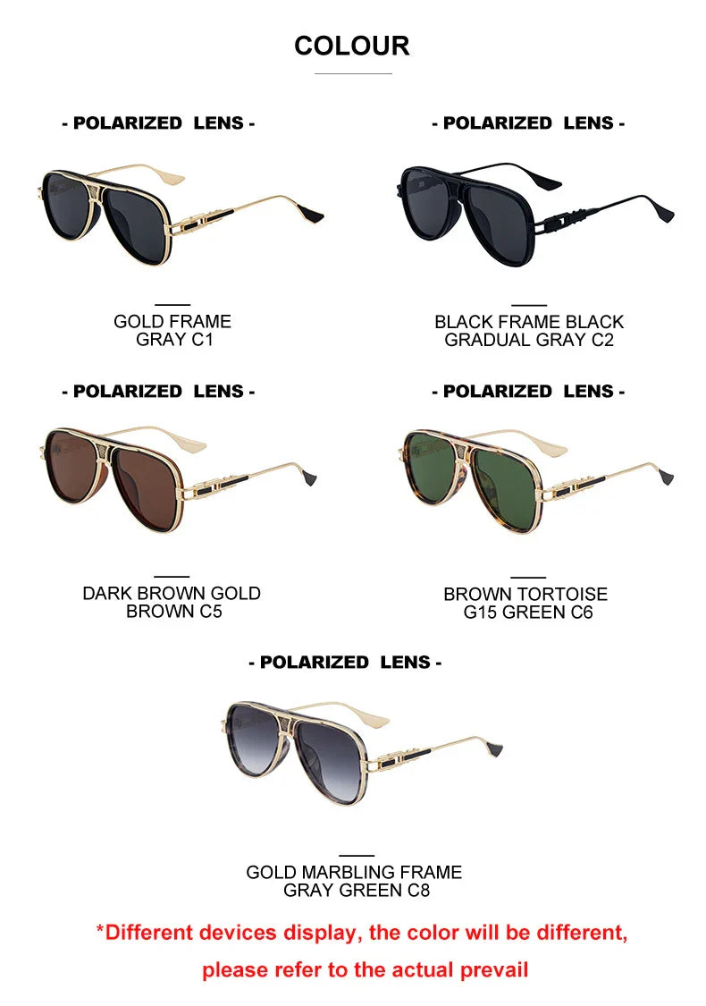 new men's pilot sunglasses retro polarized brown hd lens driving sunshade