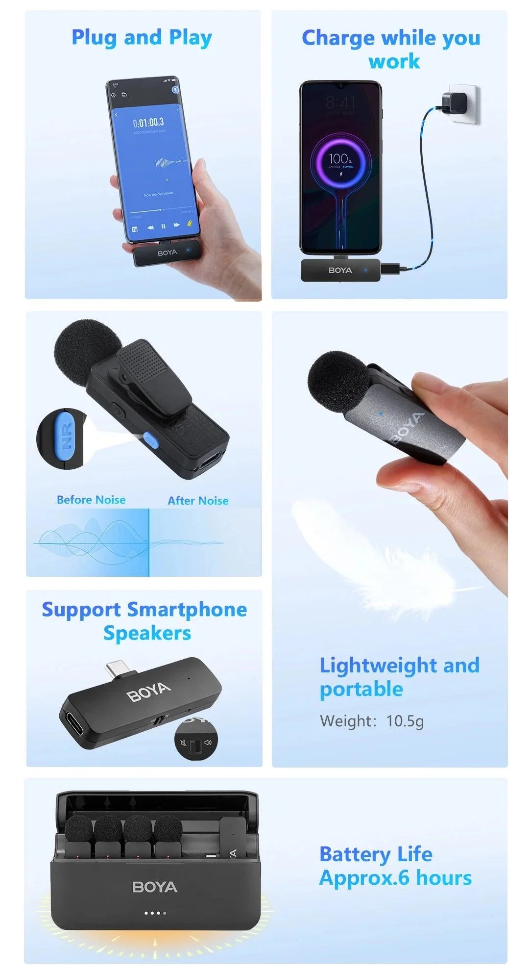 BOYA-V4U wireless microphone for phone & pc video recording live streaming