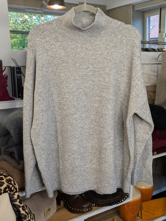 Feinstrick Rollkragen Stehkragen Pullover Hellgrau Viskose Nylon One Size - Effeny