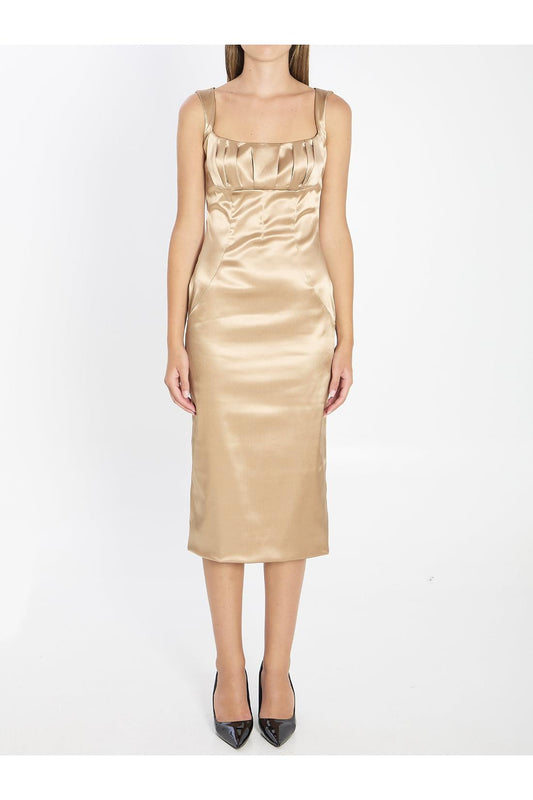 Stretch satin midi dress