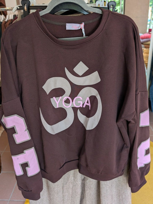 Sweatshirt BALANCE OM Yoga Backprint Coffee Braun Taupe Pink, Baumwolle, One Size - von BELIEVE