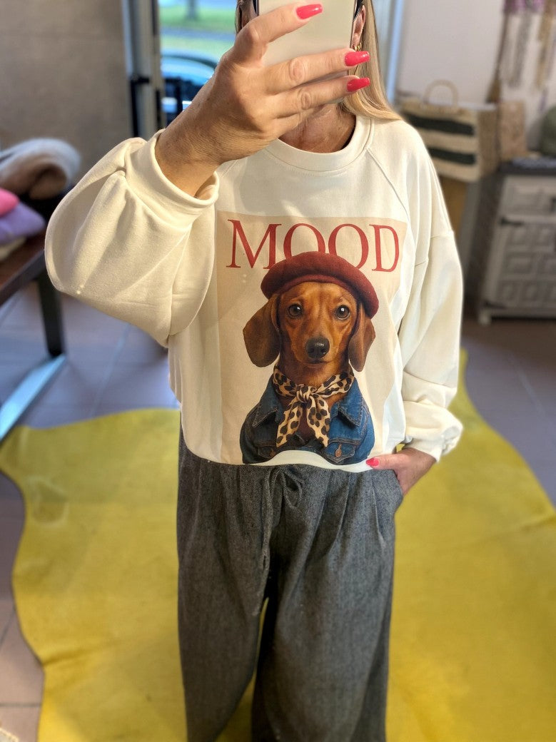 Sweatshirt Dackel Mood Beige Braun Rot Blau Baumwolle One Size - von MIHO'S G01993