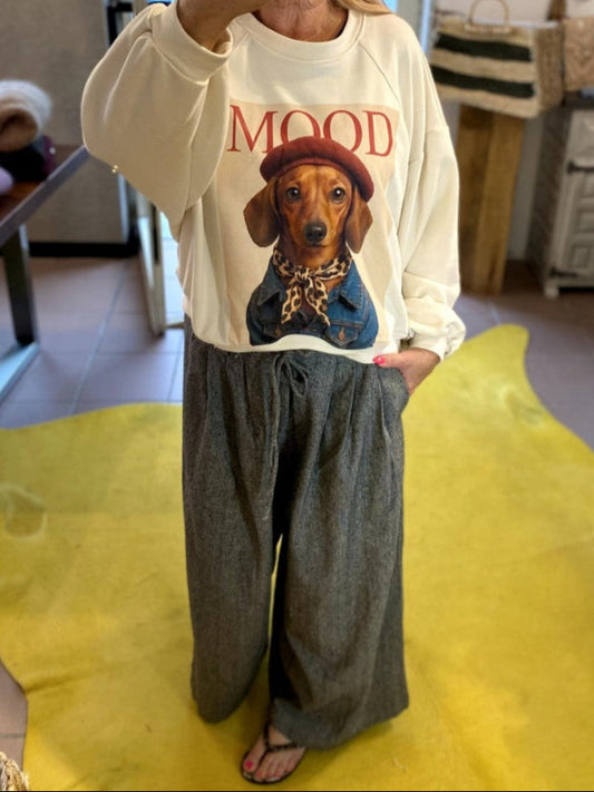 Sweatshirt Dackel Mood Beige Braun Rot Blau Baumwolle One Size - von MIHO'S G01993