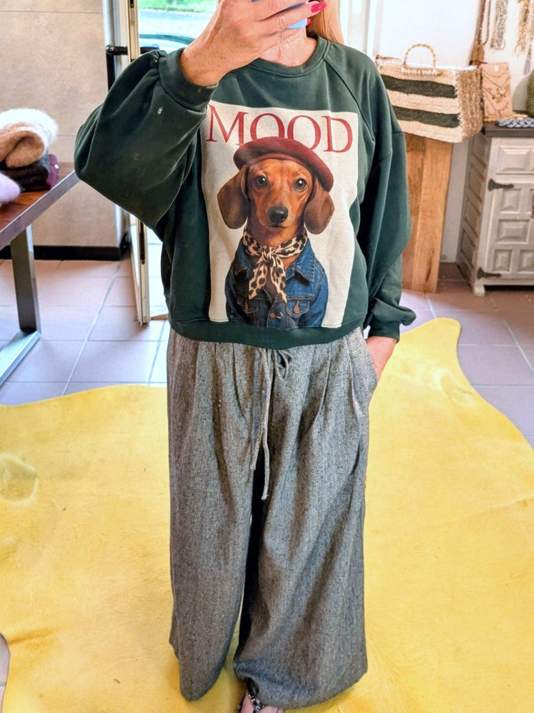Sweatshirt Dackel Mood Grün Beige Rot Braun Blau Baumwolle One Size - von MIHO'S G01993