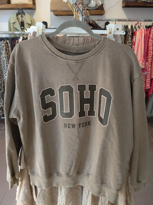 Sweatshirt SOHO New York Fango Sandgrau mit Dunkelbraun Coffee aus Baumwolle One Size - von CHOICE
