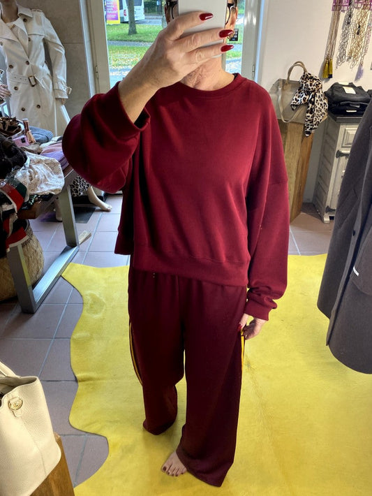 Sweatshirt Uni Viskose Rot Weinrot Bordeaux VoKuHiLa - One Size