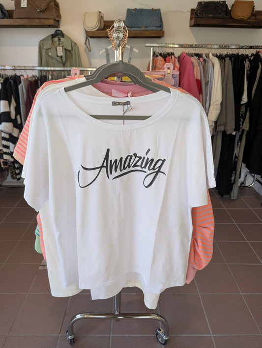 T-Shirt Amazing Weiß Schwarz 100% Baumwolle One Size