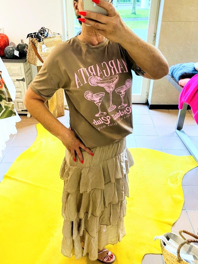 Rock Maxi Volant aus Lyocell in Taupe, One Size - von MIHO'S G02298