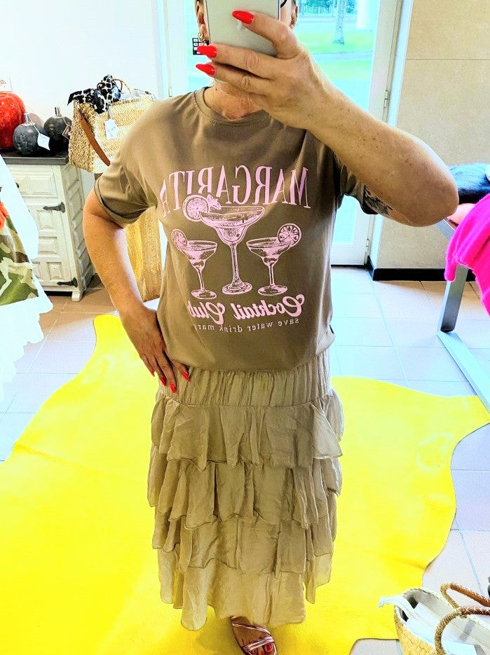 Rock Maxi Volant aus Lyocell in Taupe, One Size - von MIHO'S G02298