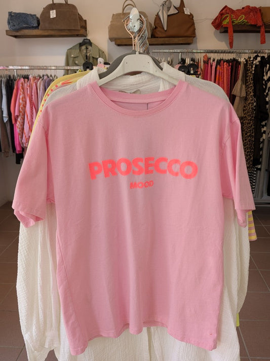 T-Shirt Prosecco in Rosa mit Neon Pink Baumwolle, One Size - von MOOIJ