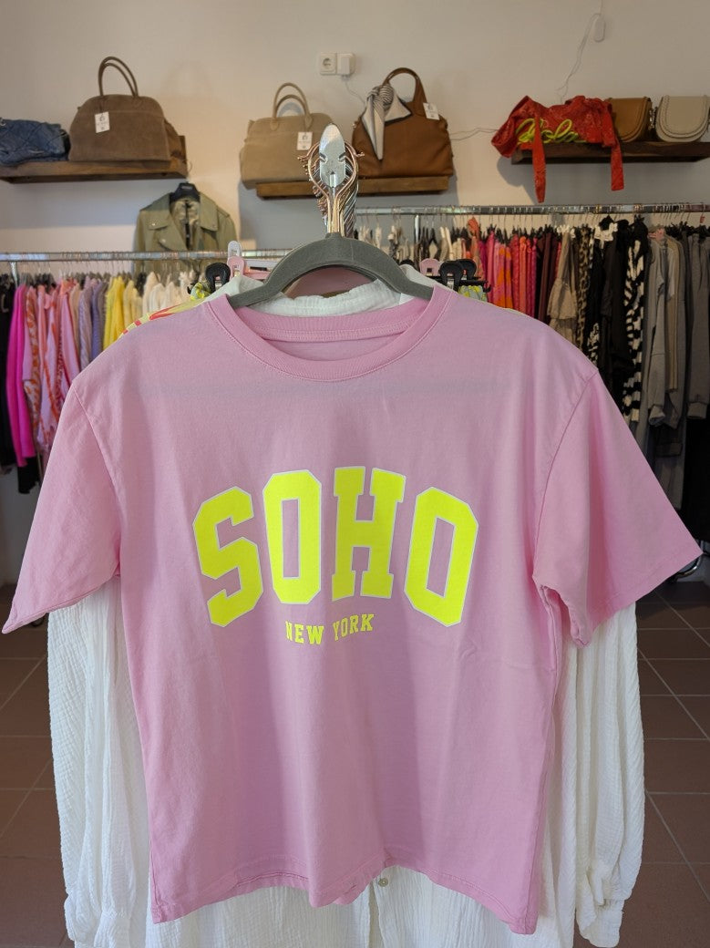 T-Shirt SOHO Pink Neon Gelb, aus Baumwolle, One Size