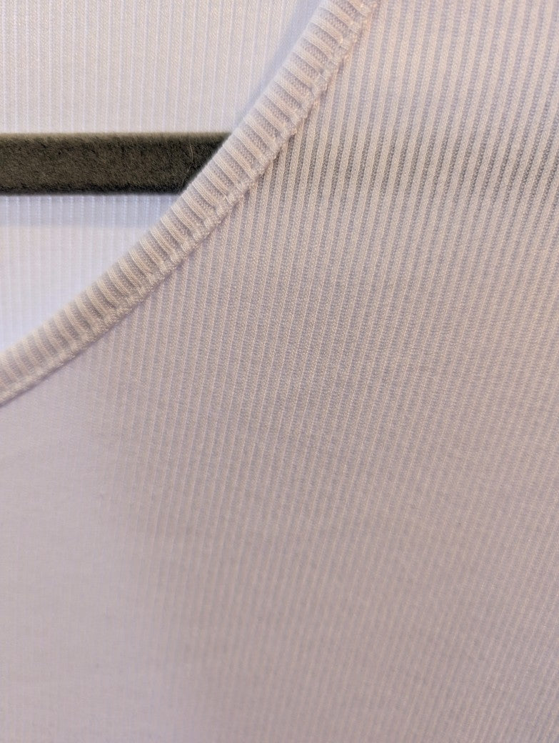 T-Shirt gerippt V-Ausschnitt Viskose Rosa, One Size 21591-0590