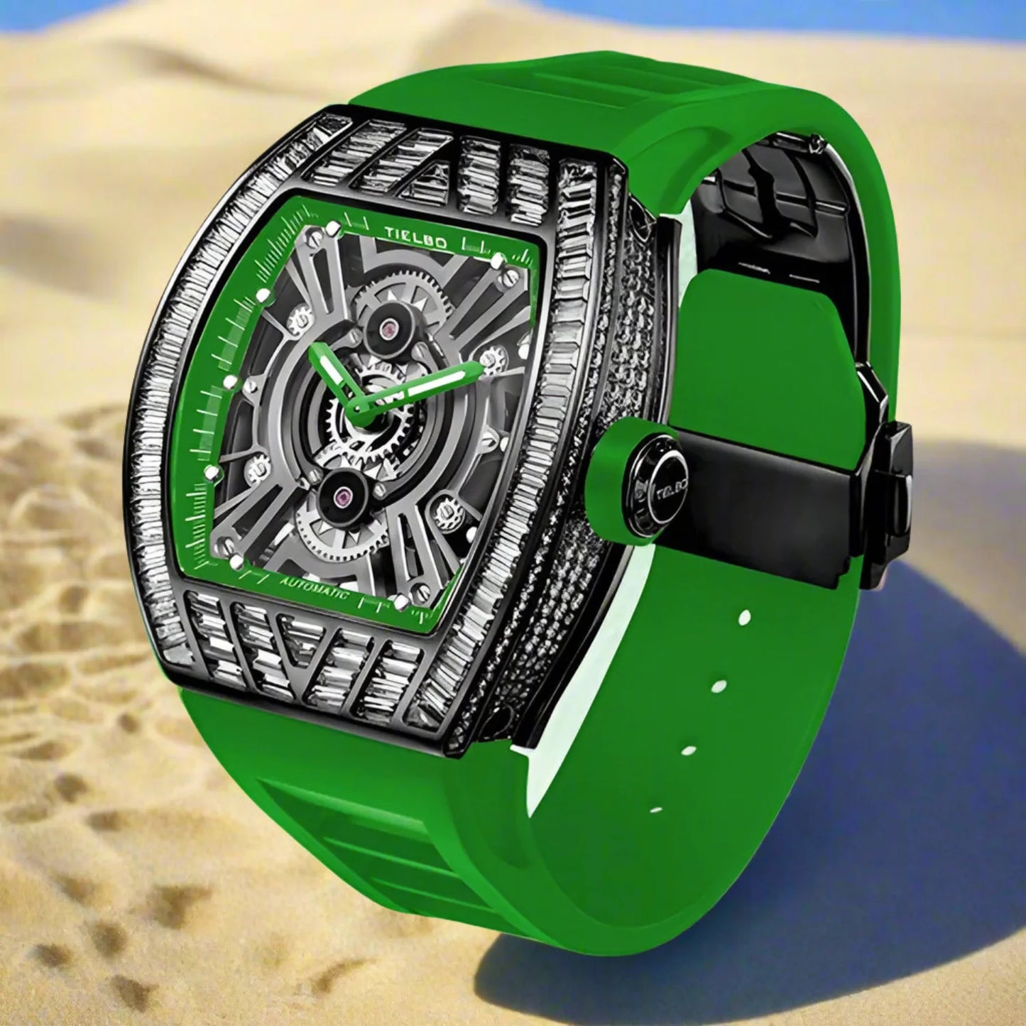 TIELBO sapphire luminous hands crystal hollow design mechanical watch