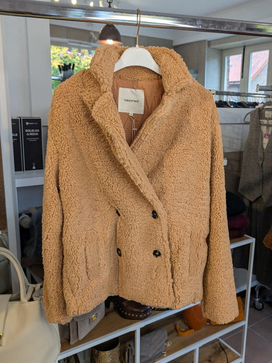 Teddy Jacke Camel Hell Flauschig Weich Warm - von SWEEWE