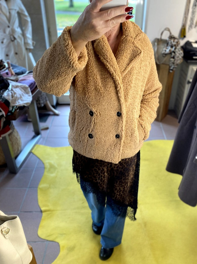 Teddy Jacke Camel Hell Flauschig Weich Warm - von SWEEWE
