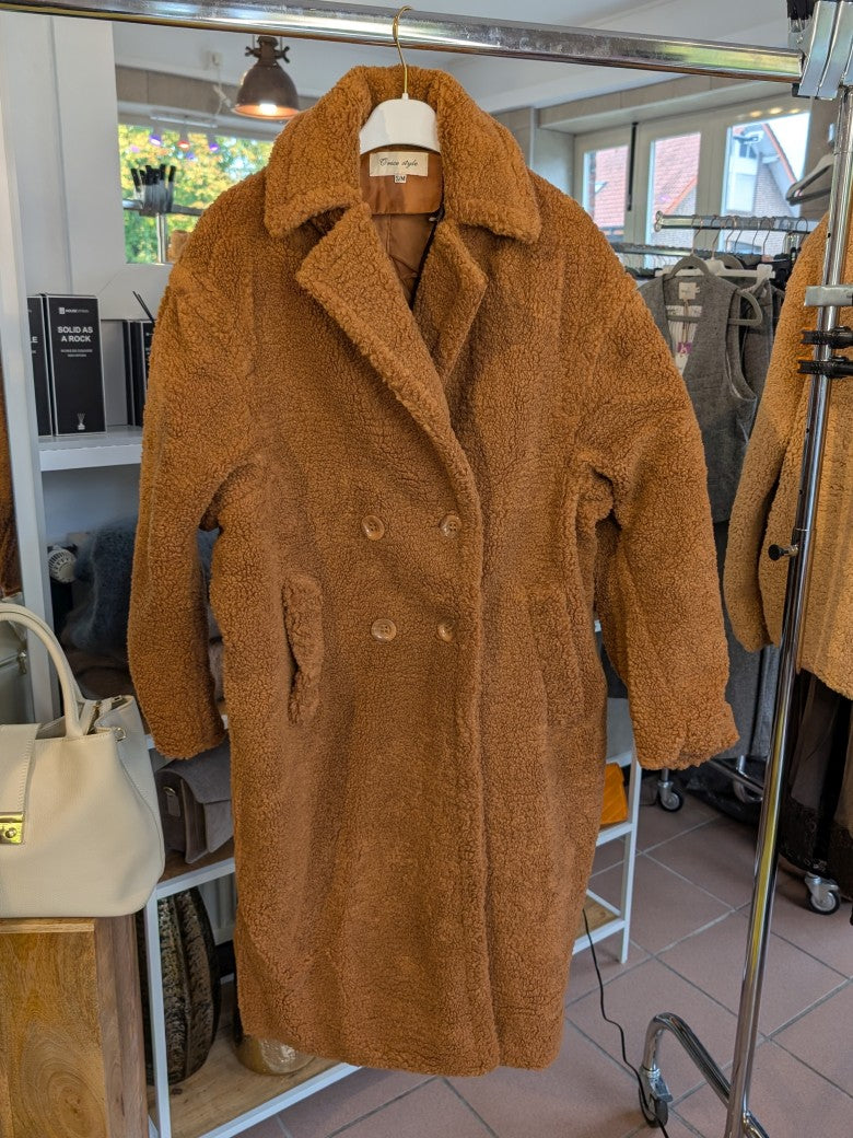 Teddy Mantel Camel Braun Flauschig Weich Warm - von Orice Style 523 J0298