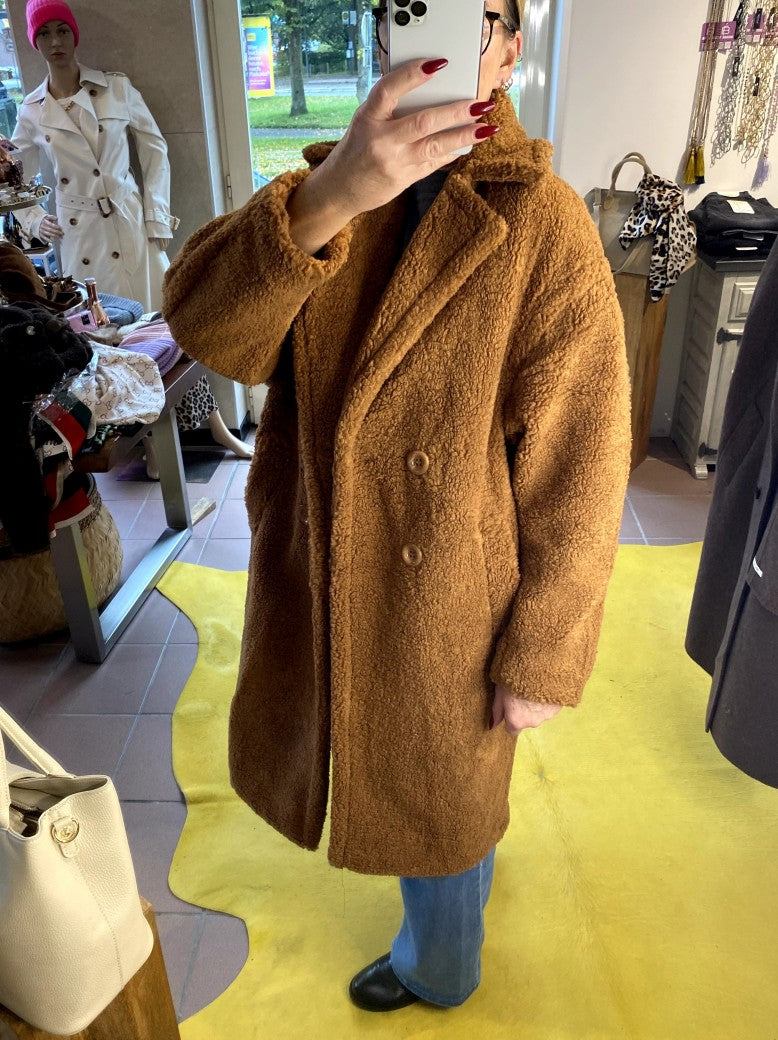 Teddy Mantel Camel Braun Flauschig Weich Warm - von Orice Style 523 J0298