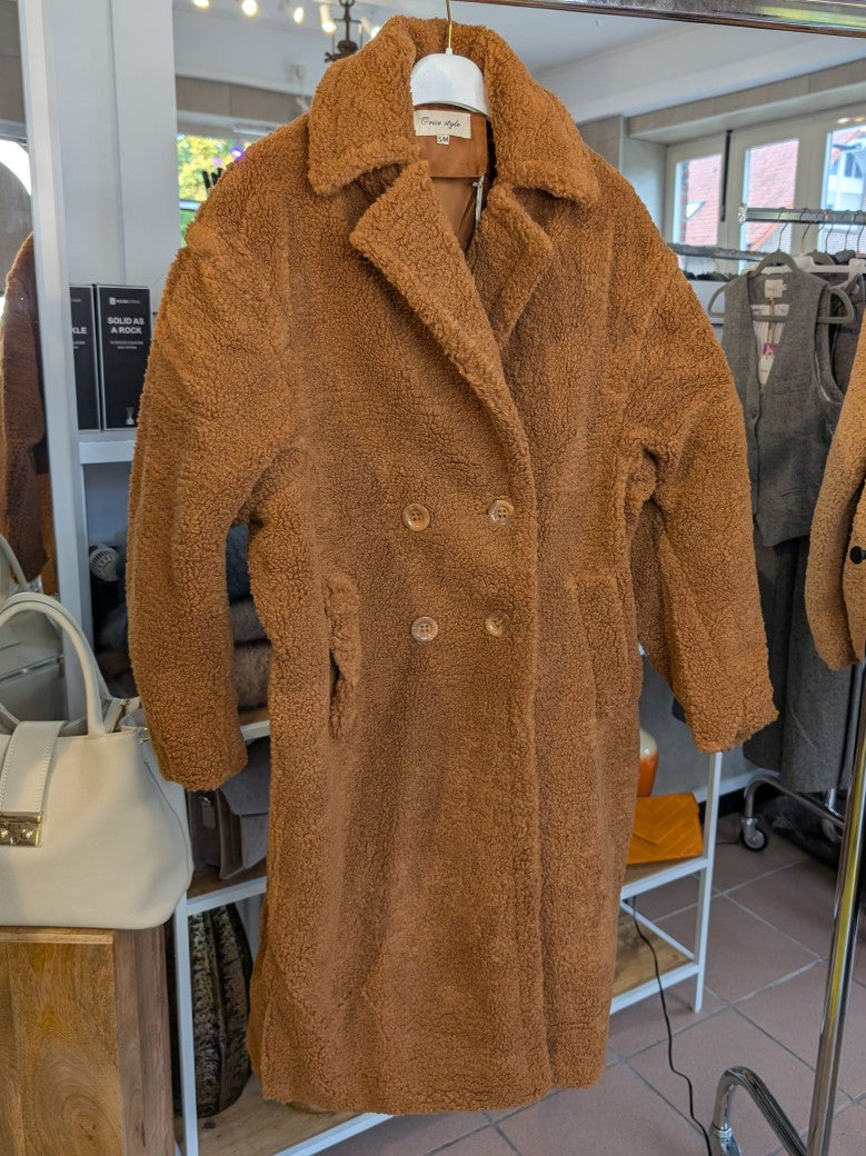 Teddy Mantel Camel Braun Flauschig Weich Warm - von Orice Style 523 J0298