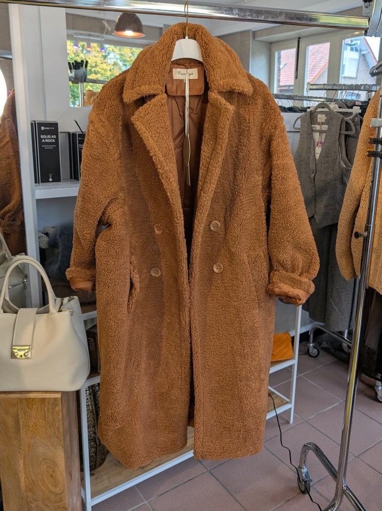 Teddy Mantel Camel Braun Flauschig Weich Warm - von Orice Style 523 J0298