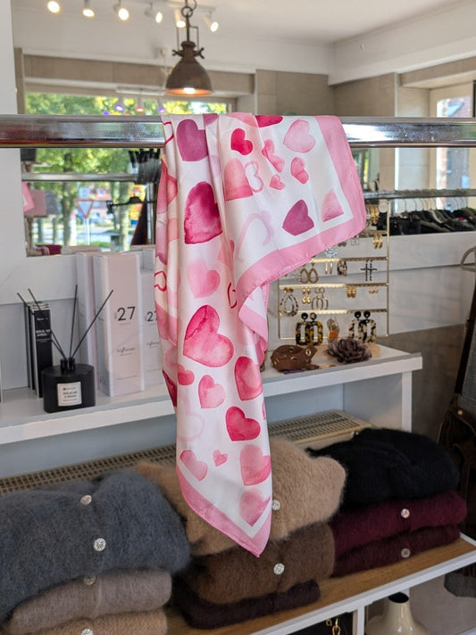 Tuch Herzen Weiß Pink Lila Rot Viskose quadratisch WJ-2017