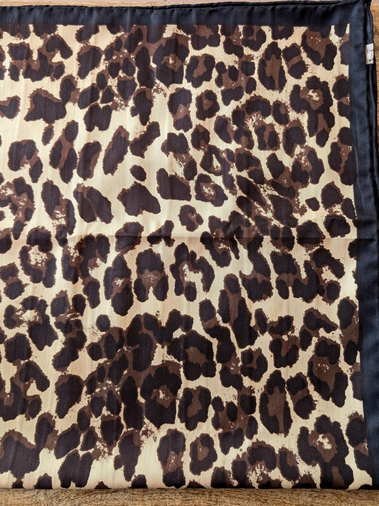 Tuch Leo Muster Beige Braun Schwarz mit dunklem Rand - 100% Viskose SHH148-60