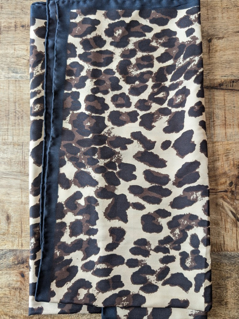 Tuch Leo Muster Créme Hellbraun Braun Schwarz mit dunklem Rand - 100% Viskose SHH128-63