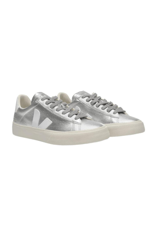 Sneakers Campo aus Silber und weißem Leder Chromefree