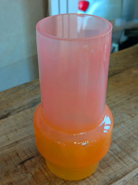 Vase Glas Farbverlauf Orange Pink H 25cm B 10/14cm