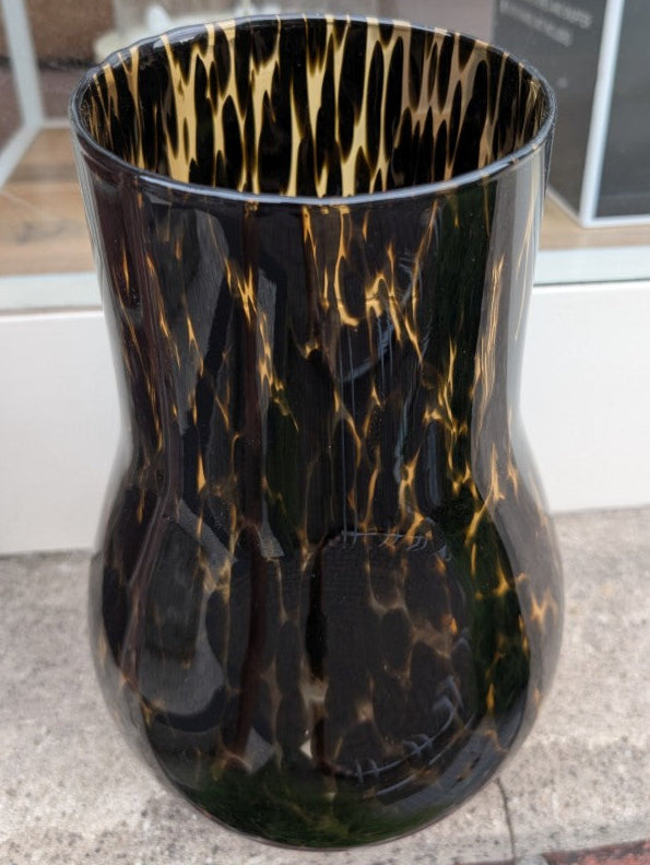 Vase Glas Leo Bernstein Schwarz 30cm hoch Öffnung 12,5cm - 160226