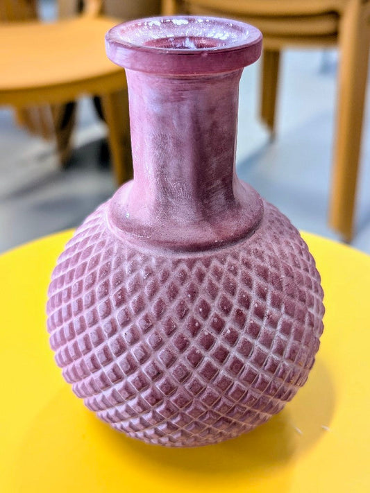 Vase aus Glas verziert in Matt Rosa Rot