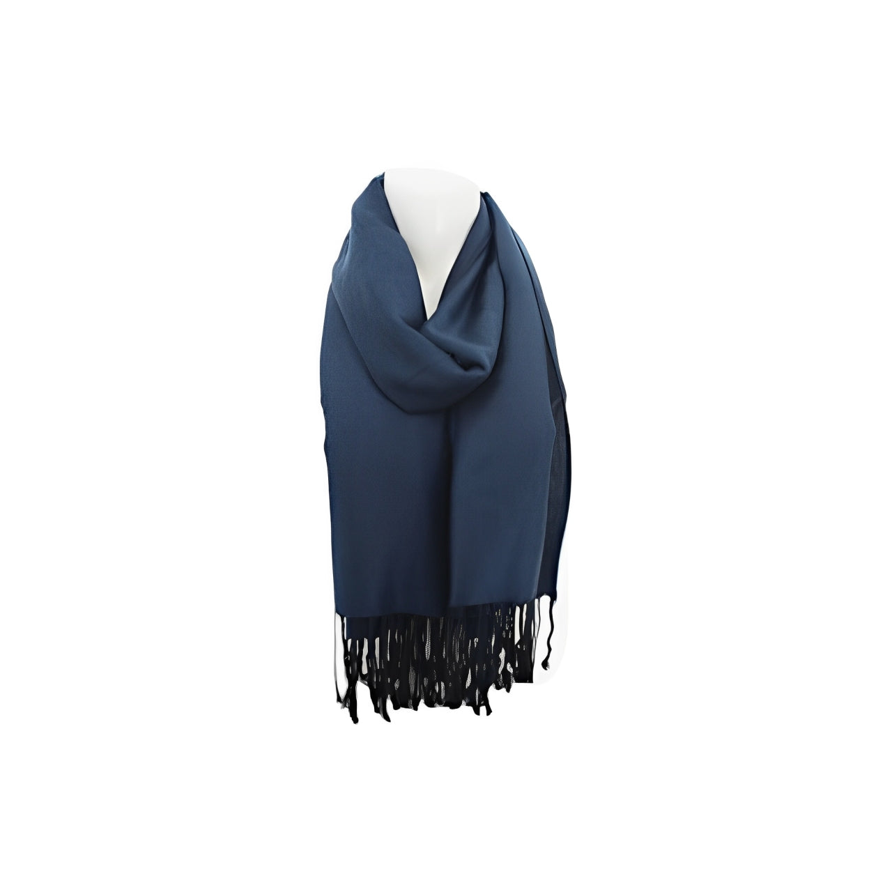 Fransenschal » Winterschal 175 x 70 cm » glänzender Winter Schal » Schal mit schwarzen Fransen