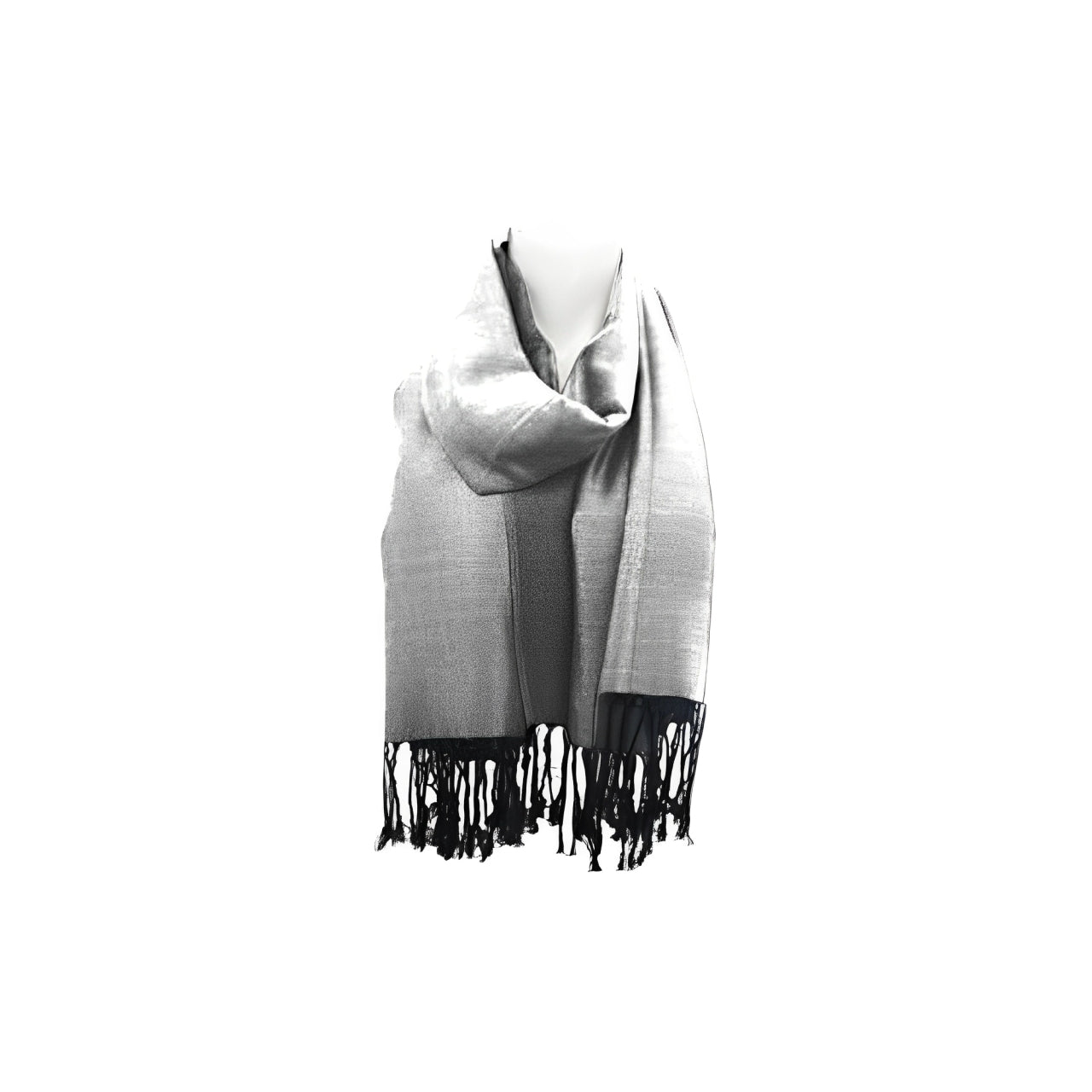 Fransenschal » Winterschal 175 x 70 cm » glänzender Winter Schal » Schal mit schwarzen Fransen
