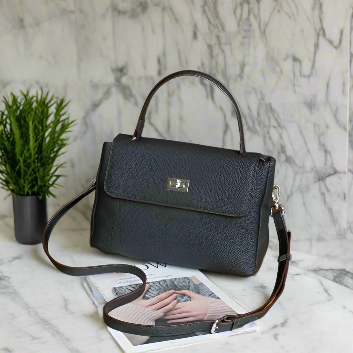 Designer ladies leather bag retro shoulder & crossbody office purse