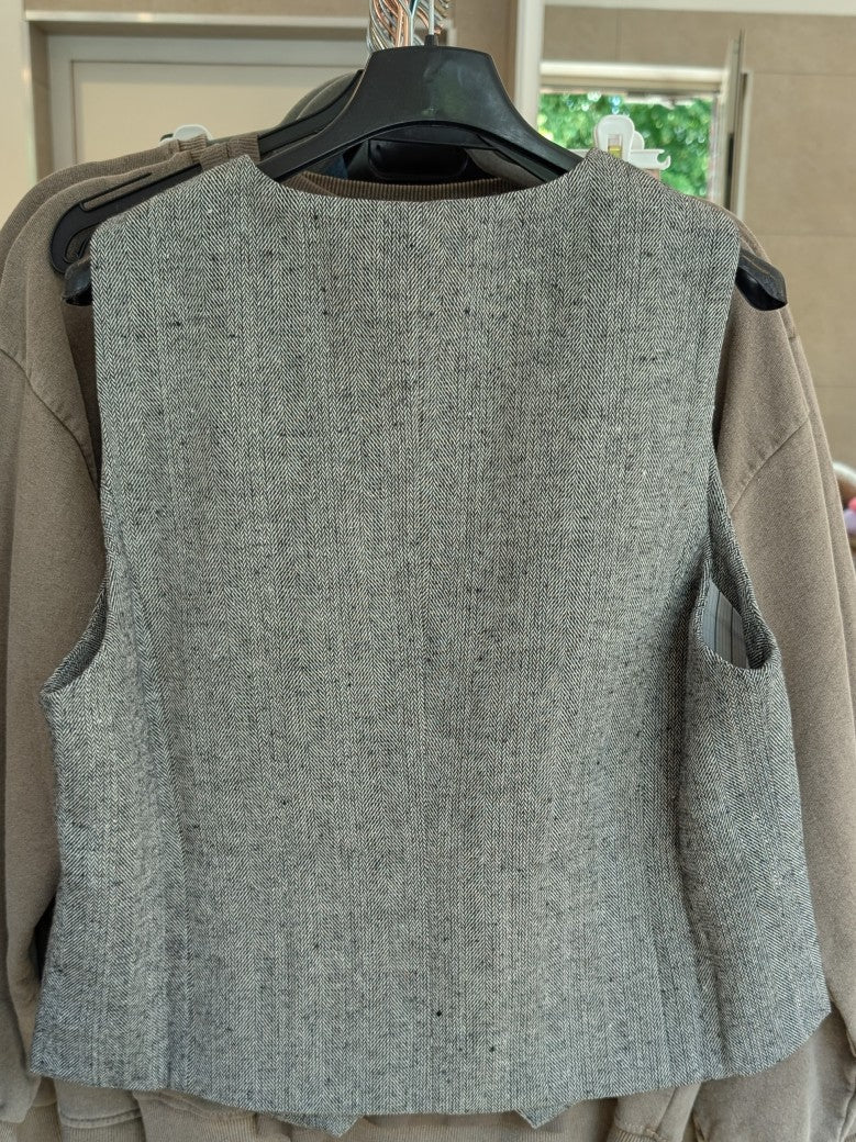 Weste Tweed Look Grau Hellgrau S/M M/L - von GIOYA MD7372