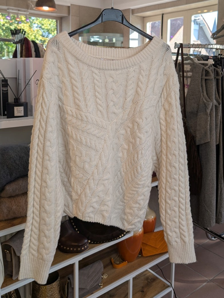 Zopfmuster Pulli asymmetrisch Viskose Nylon Créme One Size - von EFFENY