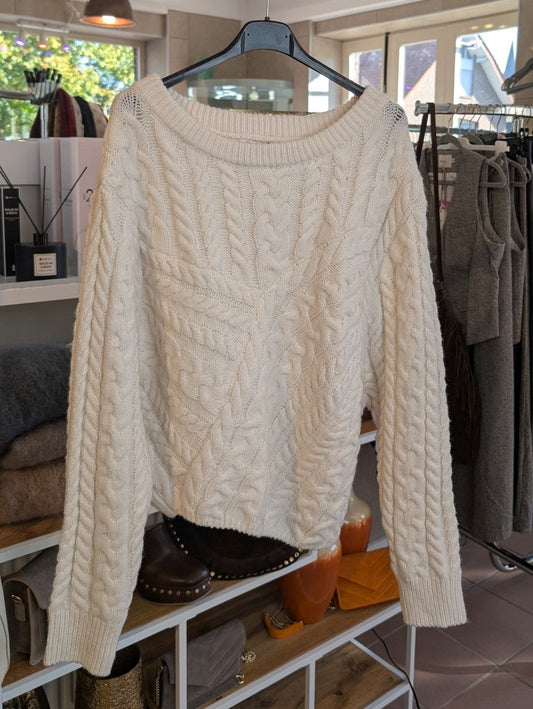 Zopfmuster Pulli asymmetrisch Viskose Nylon Créme One Size - von EFFENY