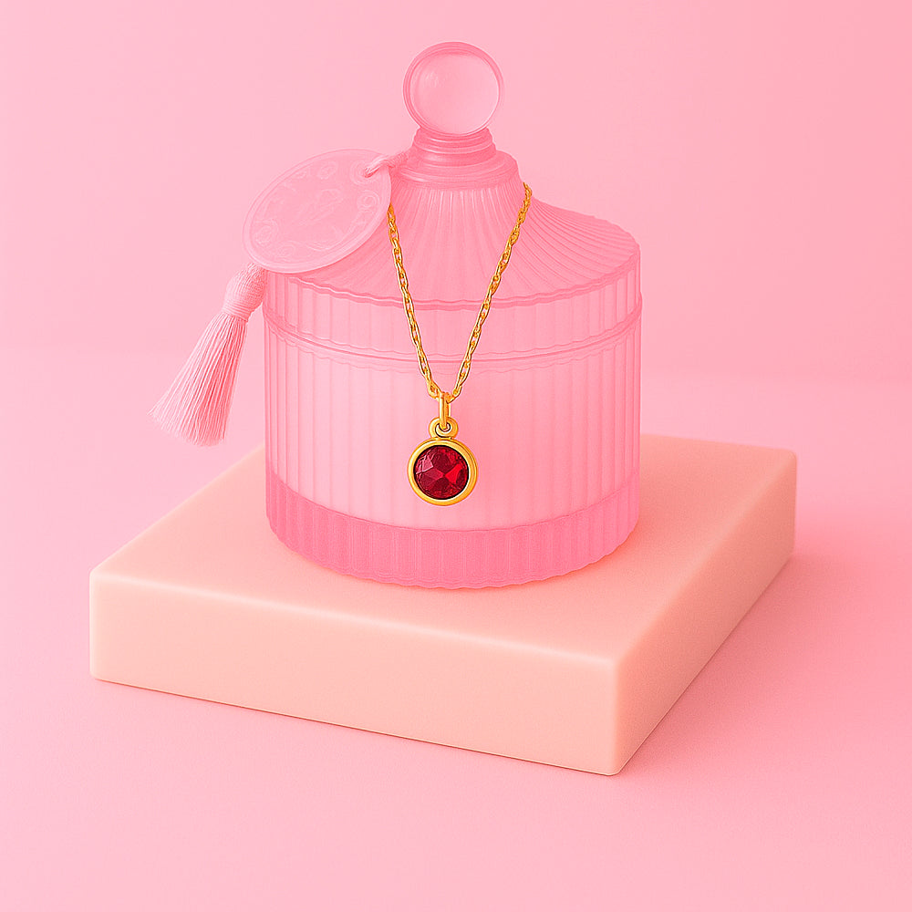 Edle Schmuckkerze mit Geburtsstein - Duftkerze mit Anhänger und Kette aus 925er Silber, vergoldet