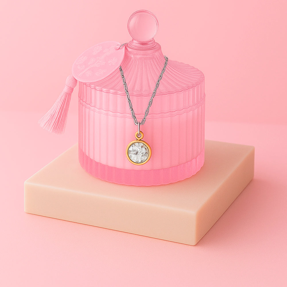 Edle Schmuckkerze mit Geburtsstein - Duftkerze mit Anhänger und Kette aus 925er Silber, vergoldet