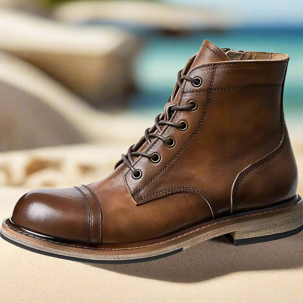 Men genuine leather handmade high quality comfortable boots