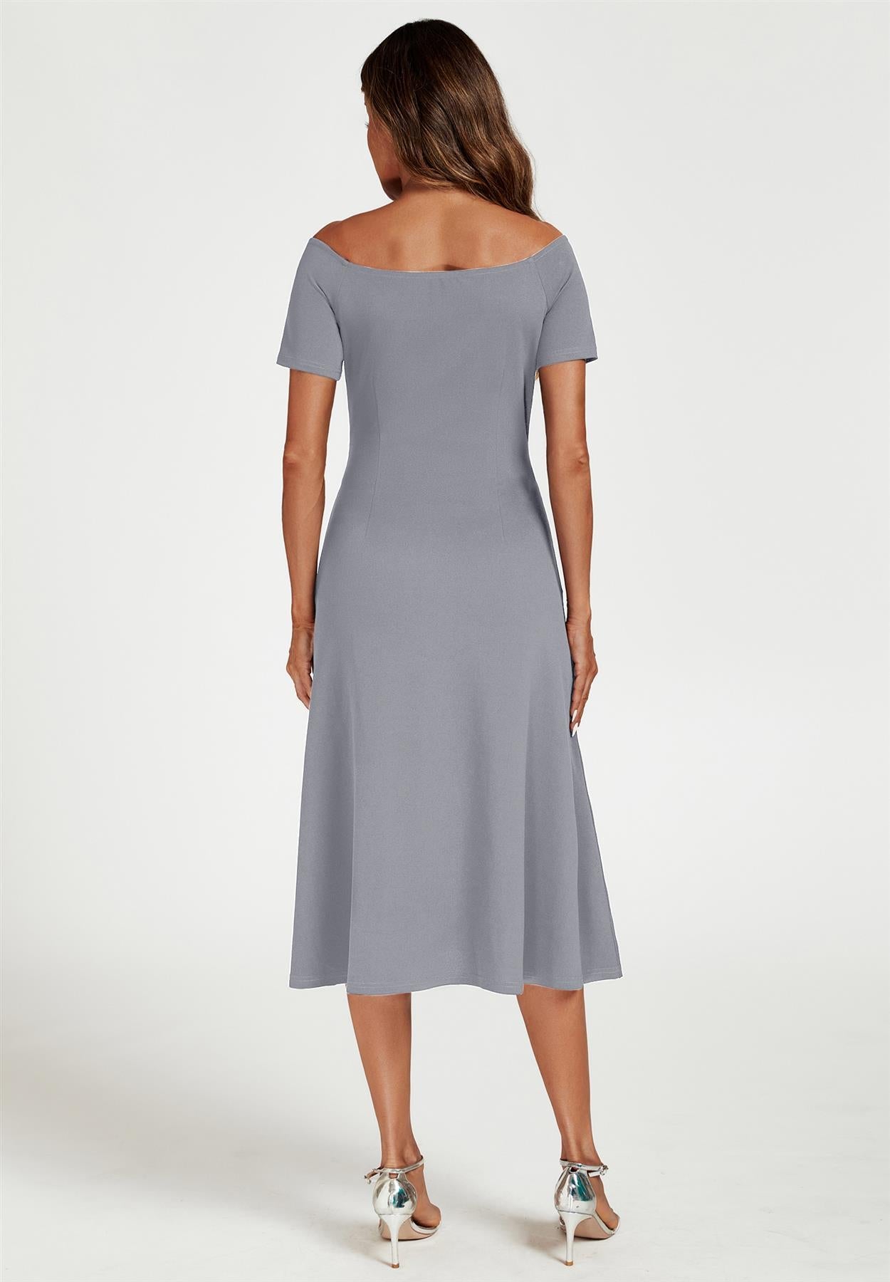 Bardot Midi Dress In Grey - AXON