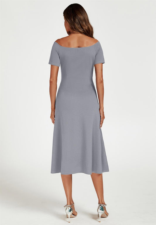 Bardot Midi Dress In Grey - AXON