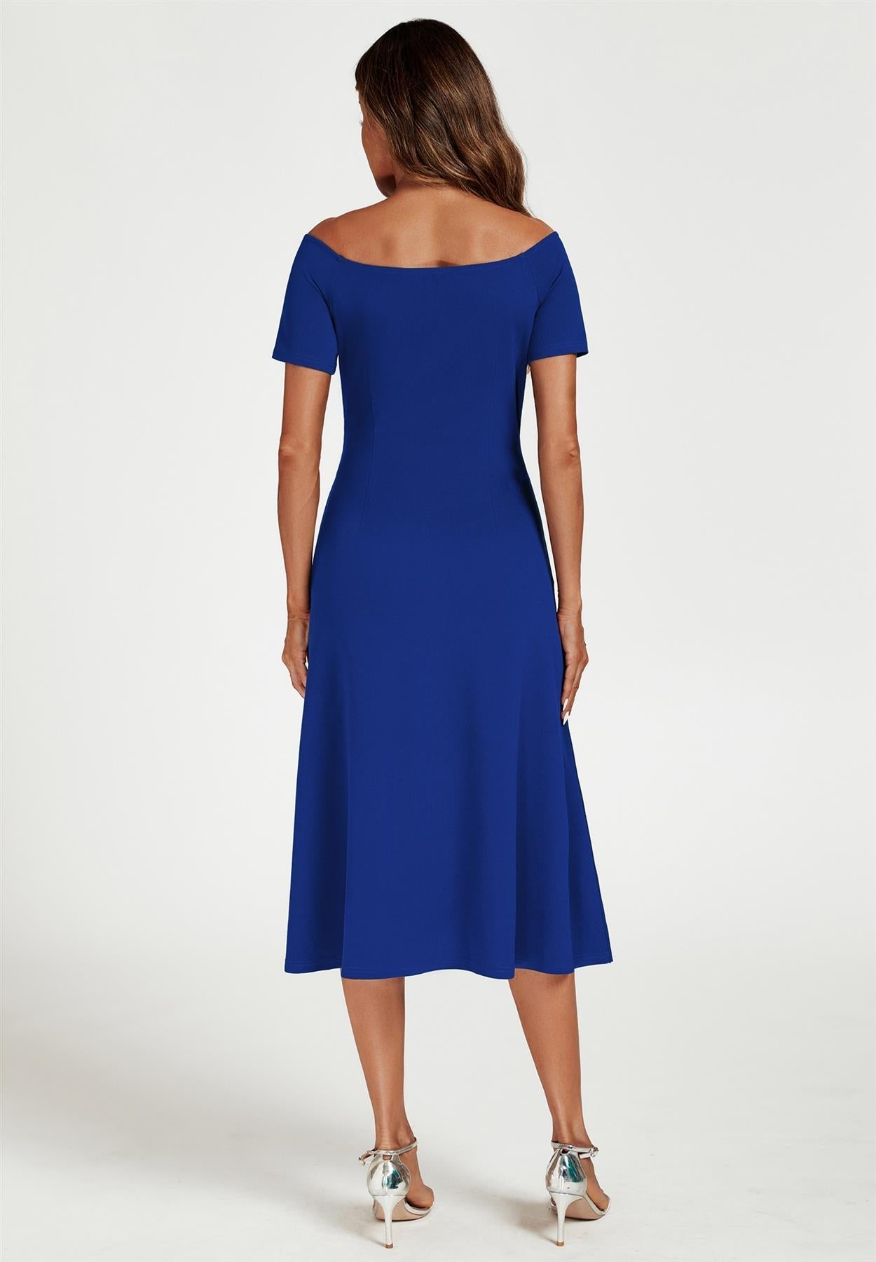Bardot Midi Dress In Royal Blue - AXON