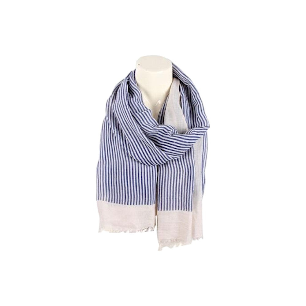 Sommer Damen Schal » Maritime Streifen » leichter Sommerschal 180 x 70 cm » Halstuch mit blauen Streifen » Damenschal weich & dünn