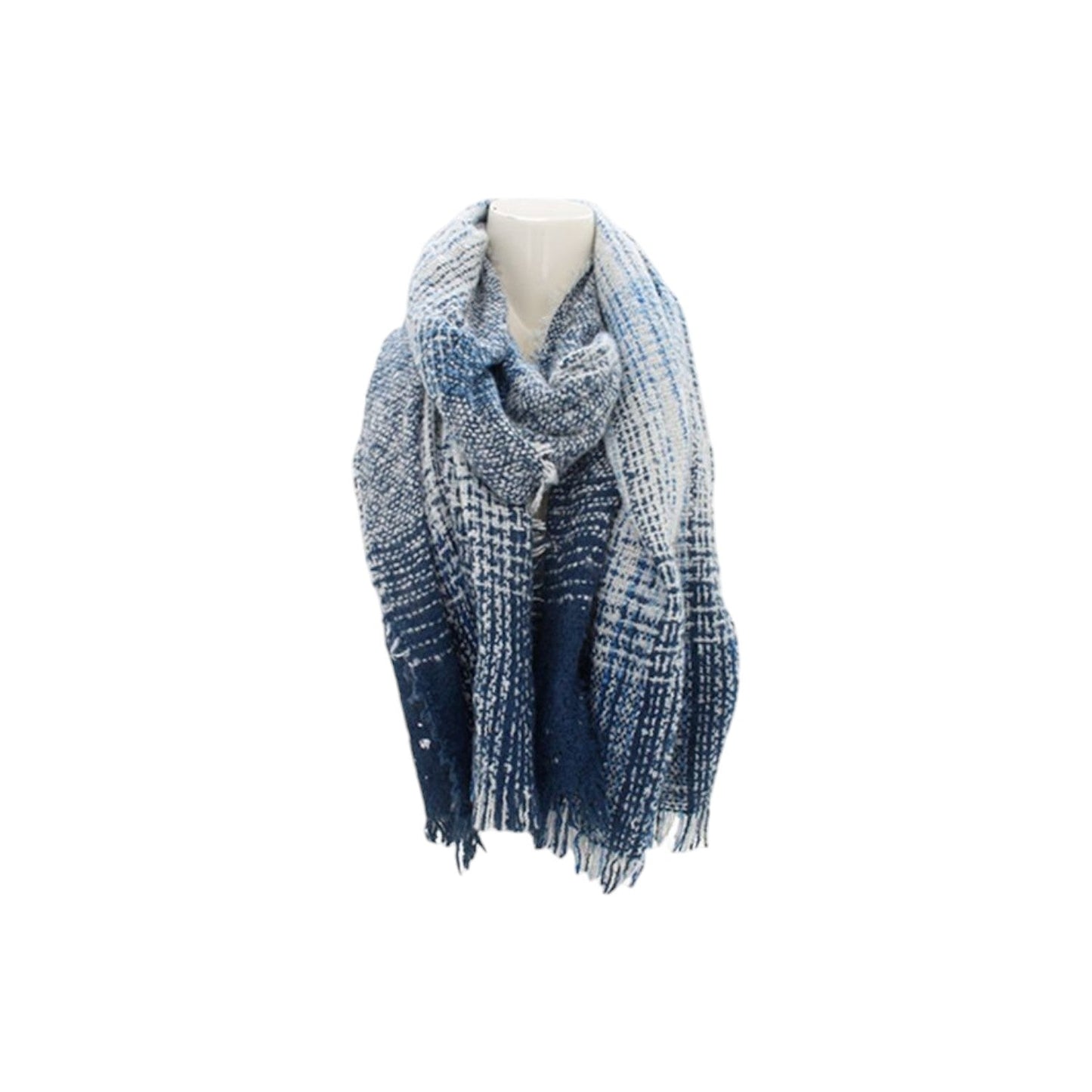 Winter Damen Schal » Strickschal » Damenschal mit Highlights » schimmerndes Muster » Fransenschal 188 x 68 cm