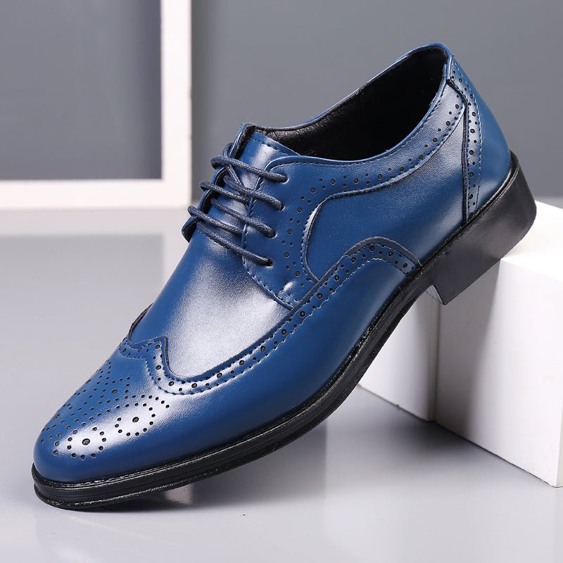 Block Carved Casual Leather Shoes For Men - AXON