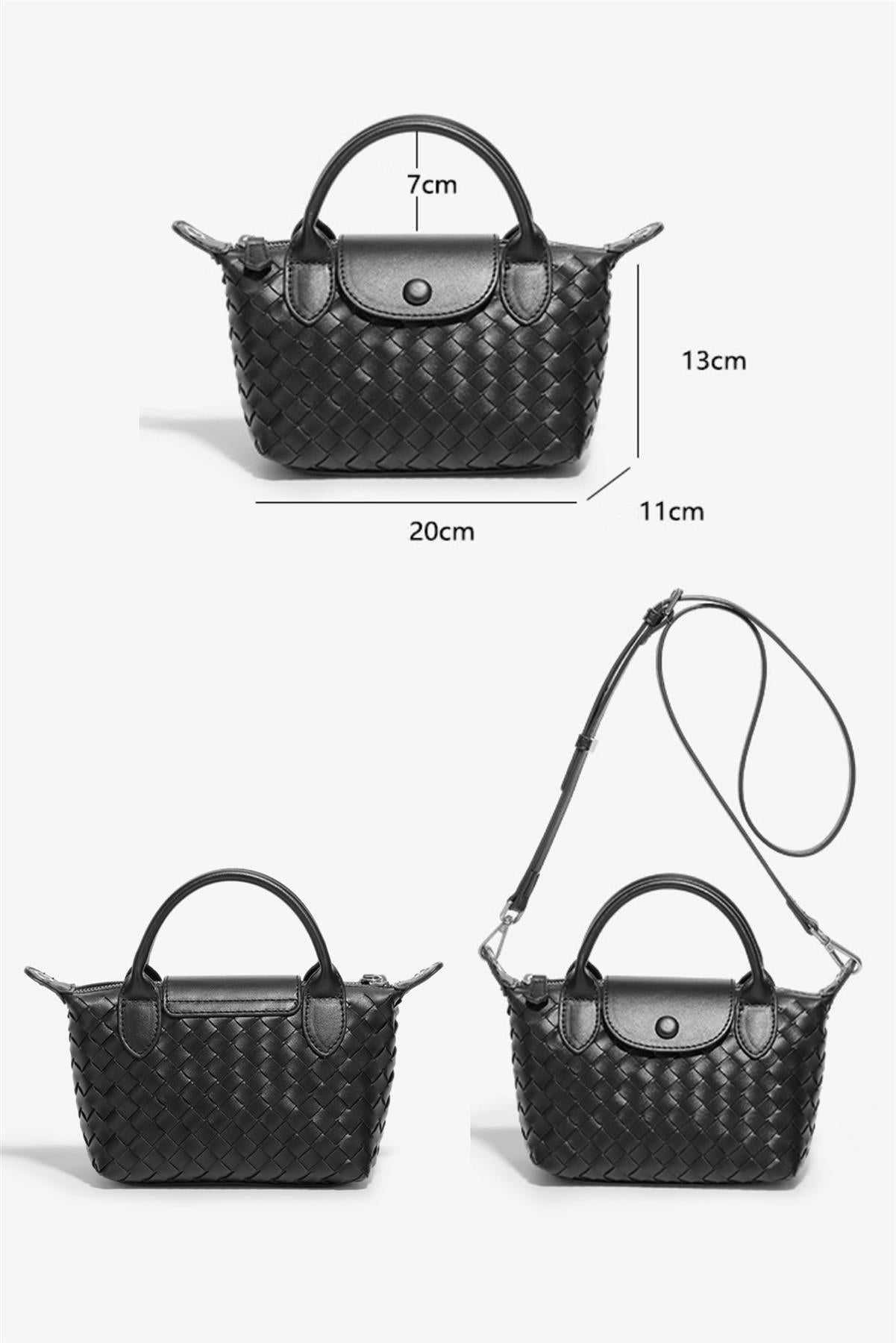 Braided Mini Top Handle Bag In Black - AXON