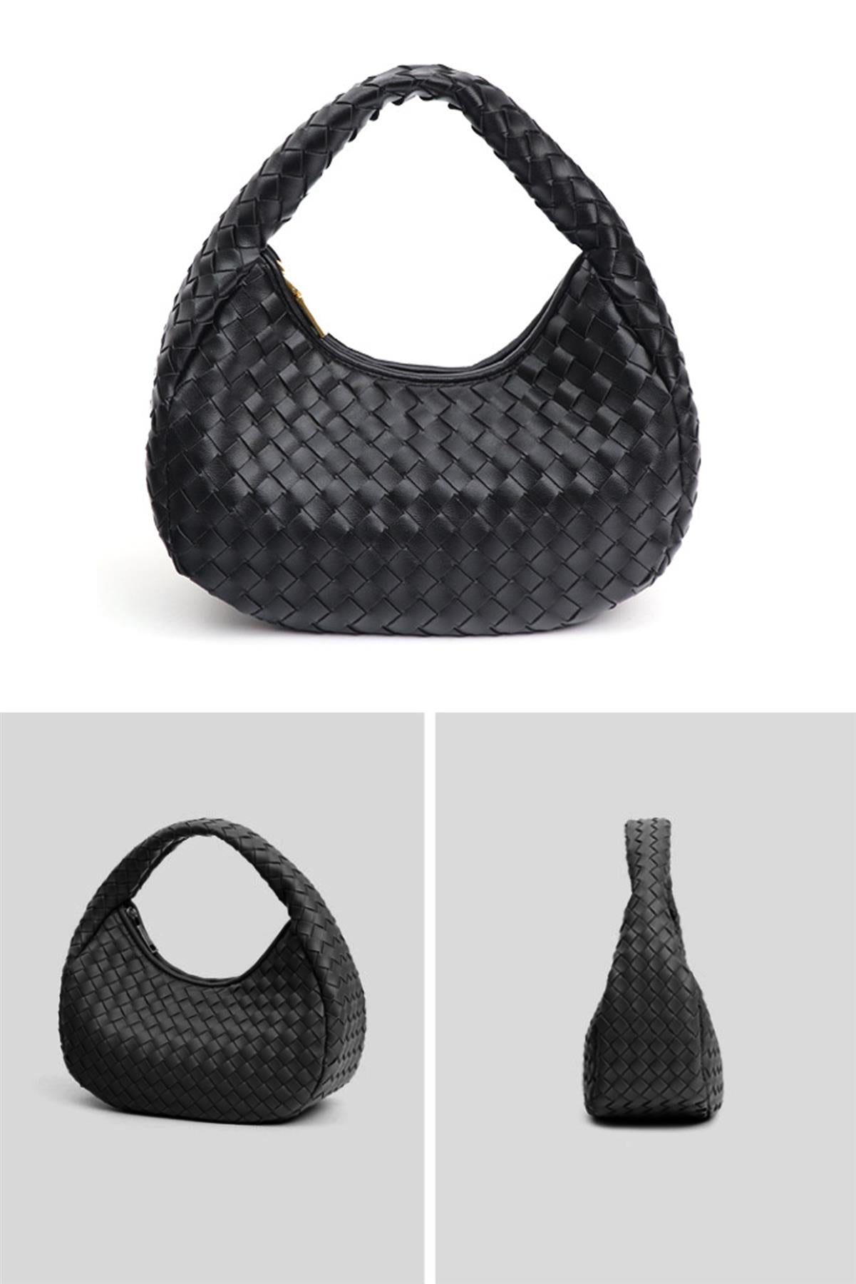 Braided Shoulder Bag In Black - AXON